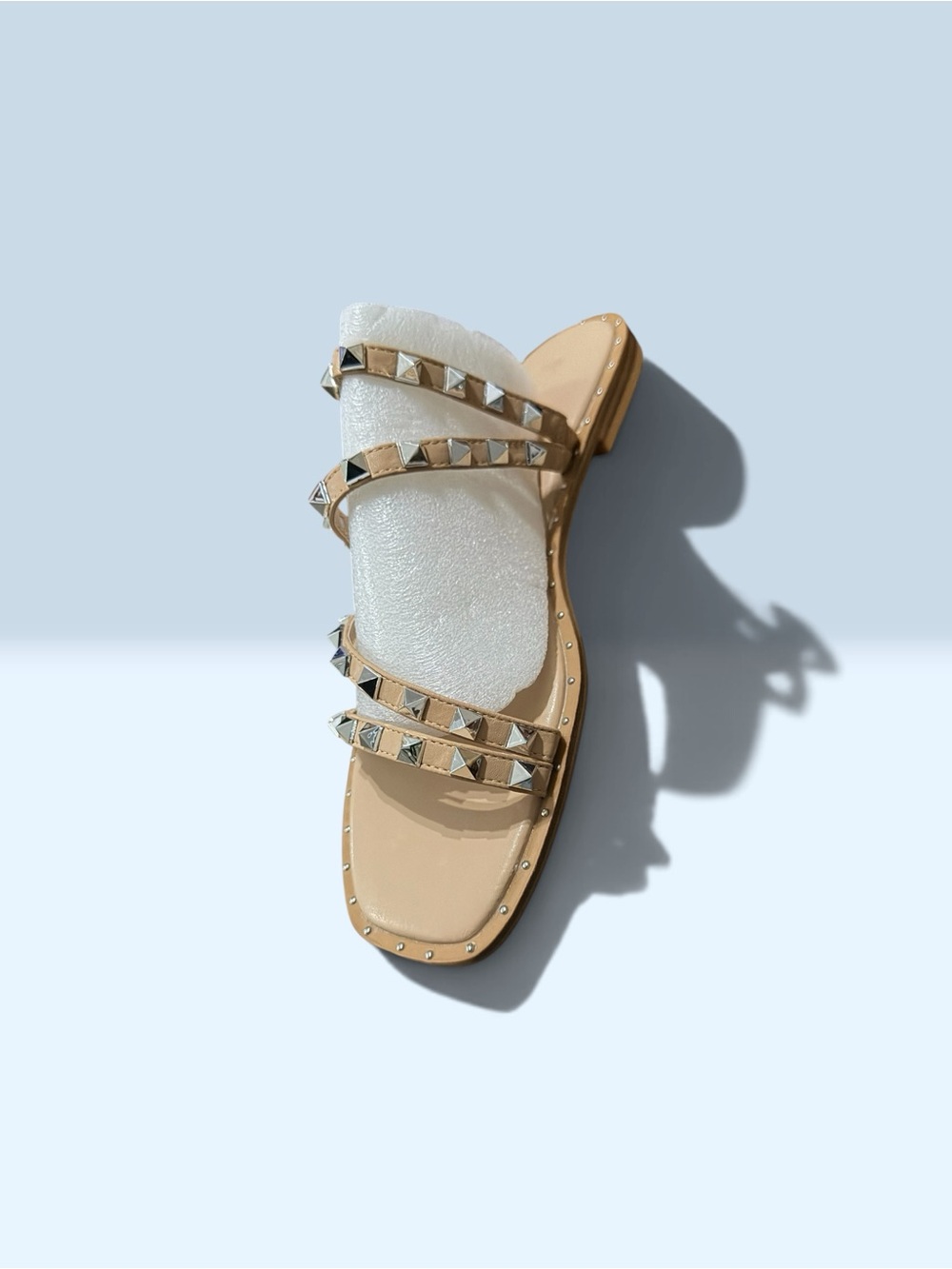 Studded Tan Slide Sandal - Women